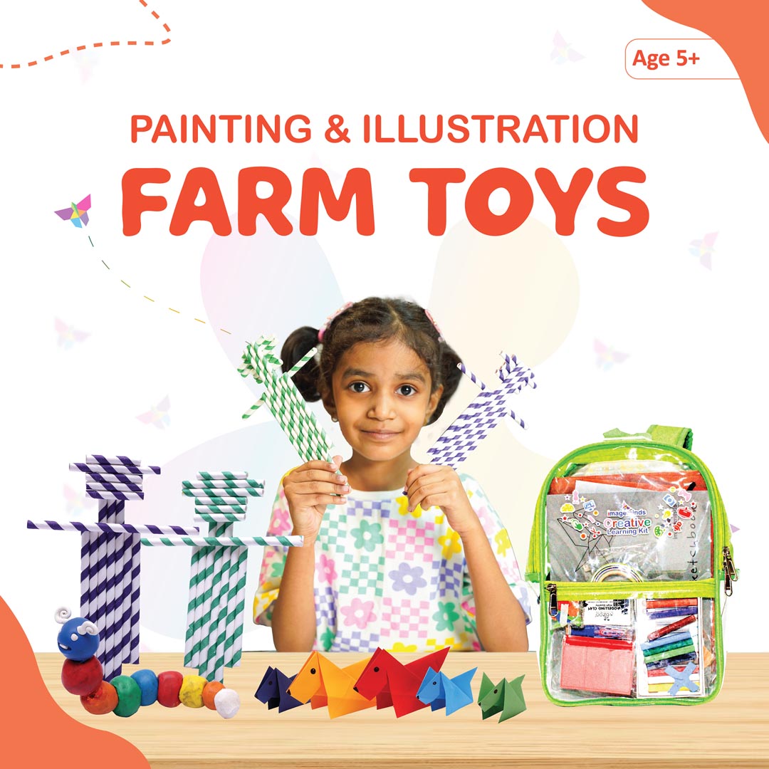 Farm Toys – Painting and Illustration Creative Learning Kit (Age 5+ Yrs) with Video Tutorials & Instruction Manual